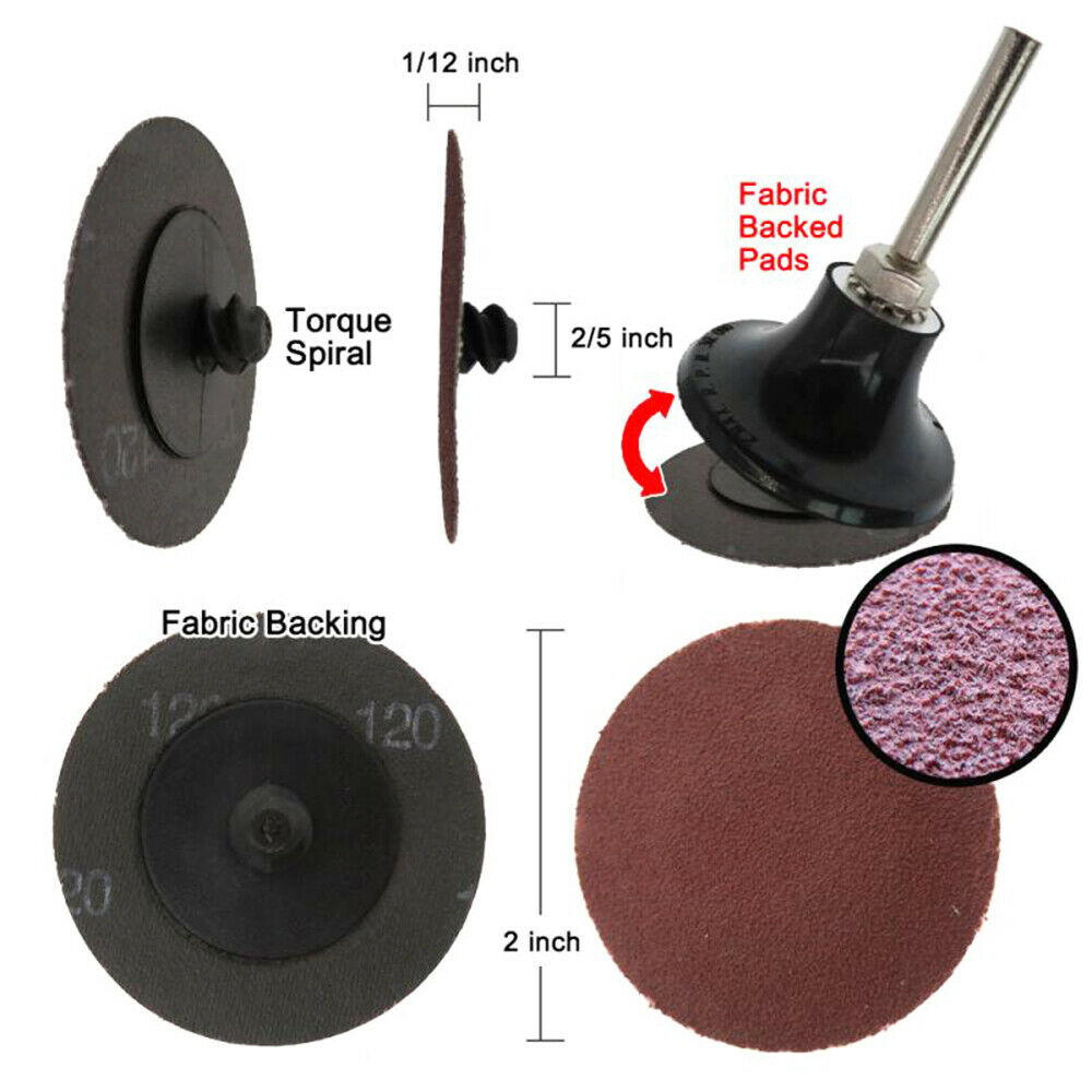 52 Pcs / Set  Ø 2" 50 mm Roloc Sanding Discs Quick Change Type-R Roll Lock Pads