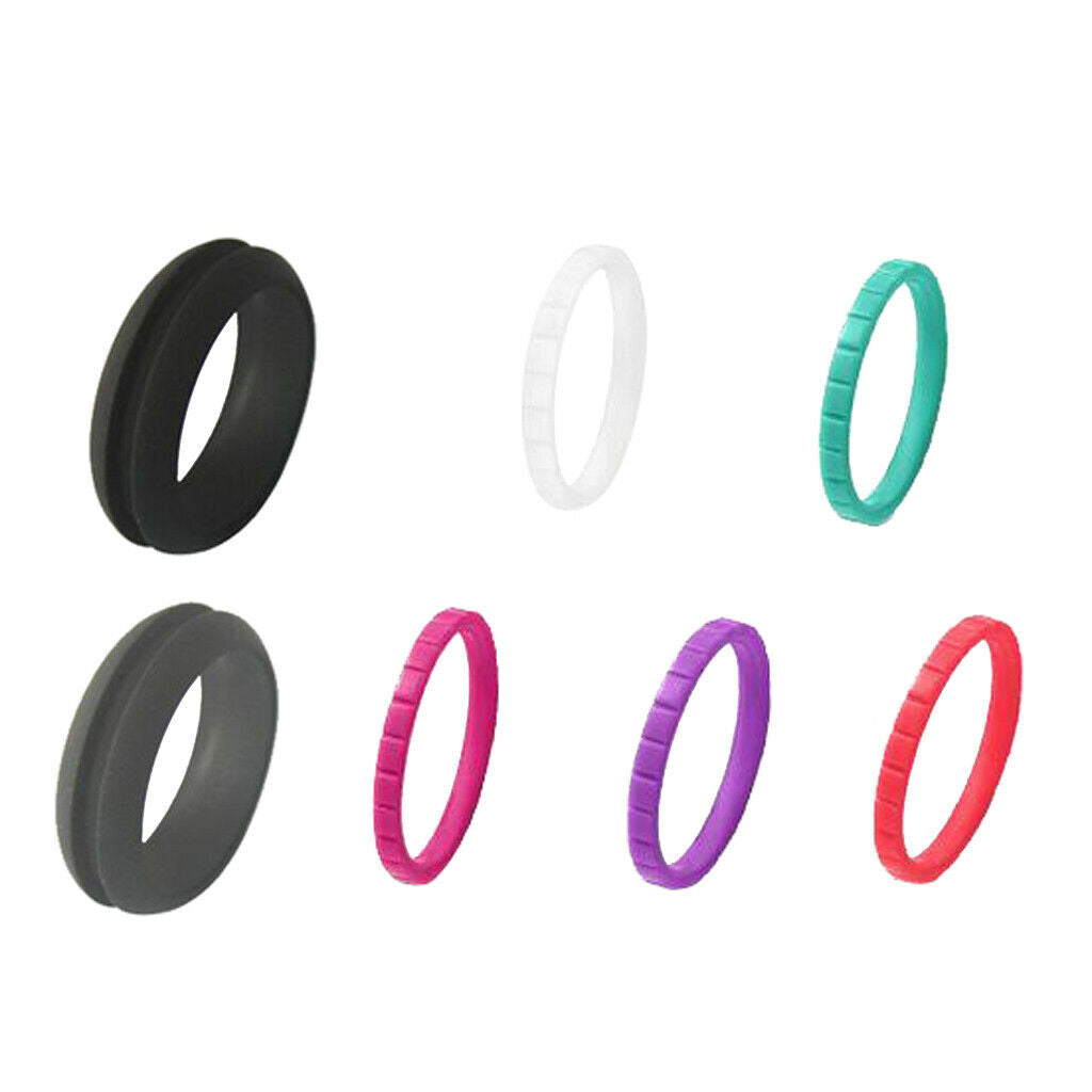 7pcs 8mm Silicone Finger Ring Hand Jewelry Accessory for Sport Yoga Size 8