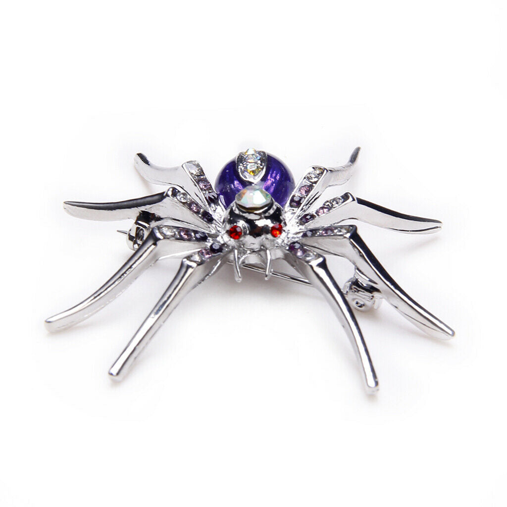 2x Luxurious Spider Widow Animal Clip Rhinestone Pin Brooch Purple Fit Bag Hat