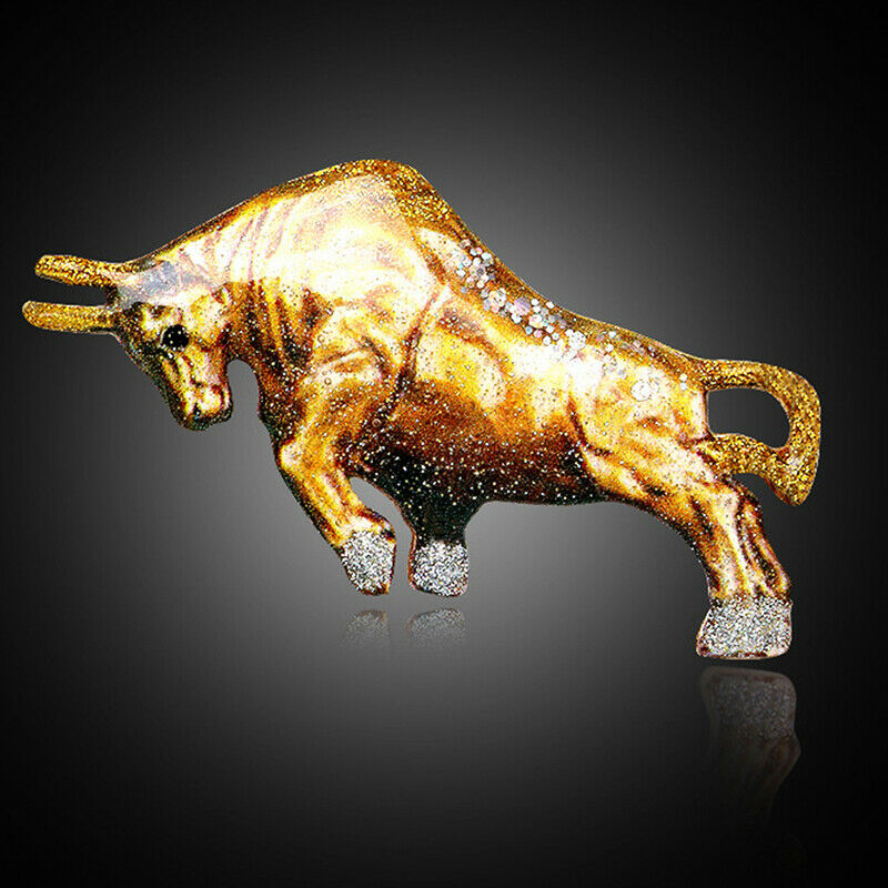 Ox Bull Brooch Animal Pin Brooches Women And Men Jewelry Rhinestone Cattle P Qx