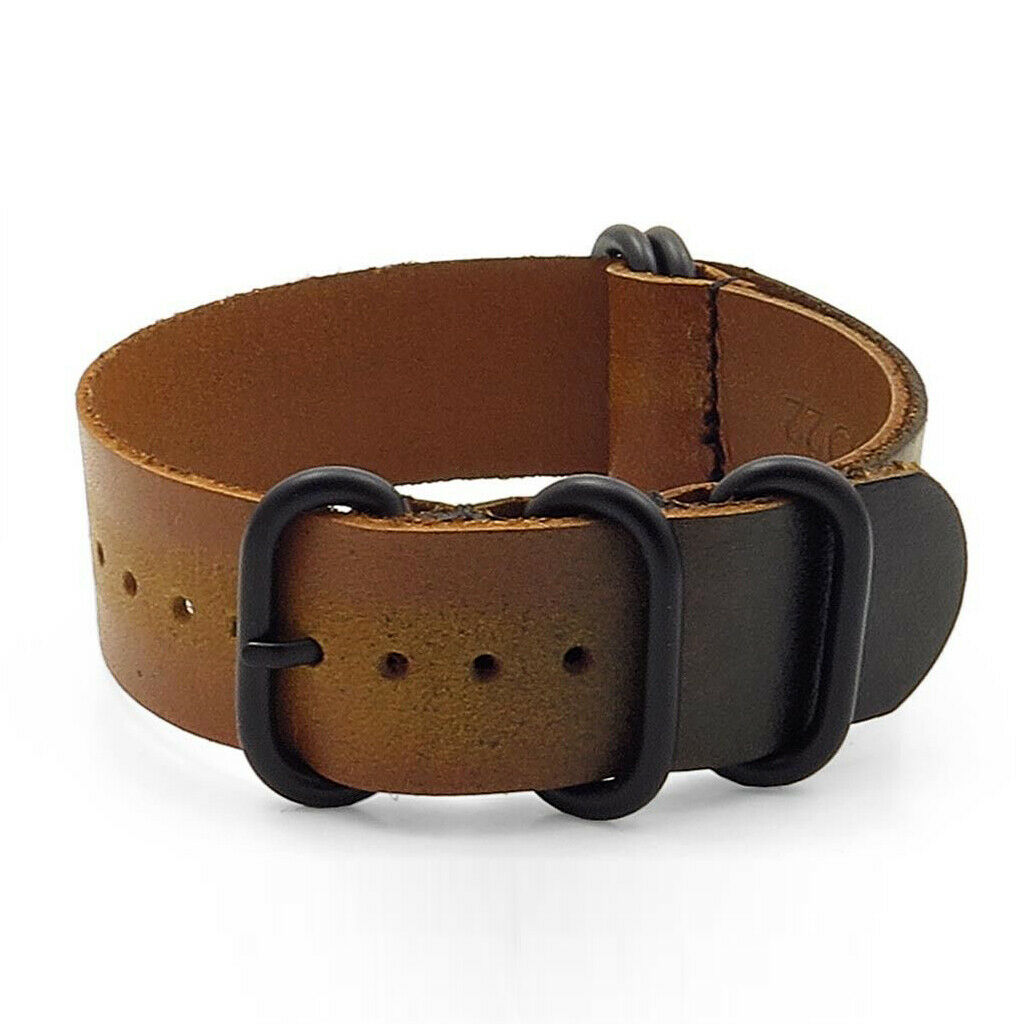 4 Pieces Black Stainless Steel Rings Nylon Watch Band Strap Belt Buckle 20mm