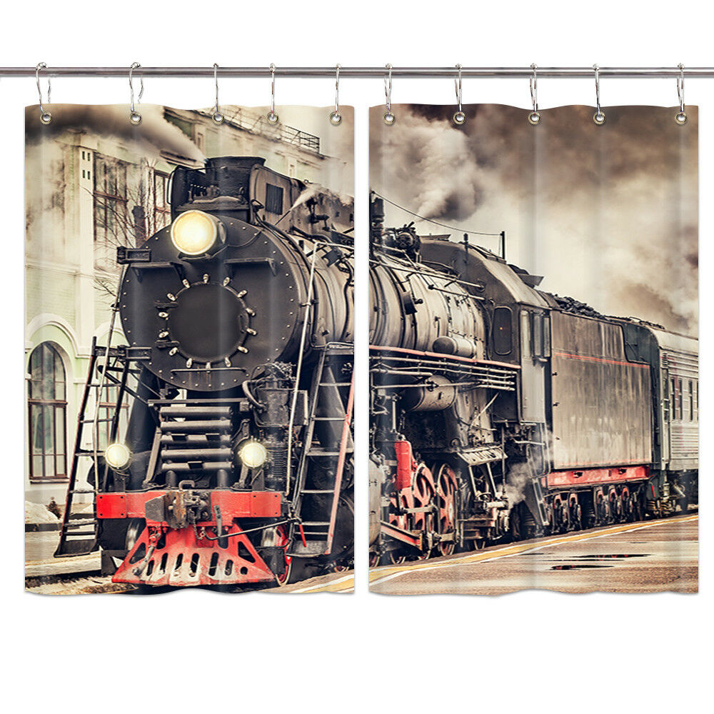Steam Train Window Treatments for Kitchen Curtains 2 Panels, 55X39 Inches