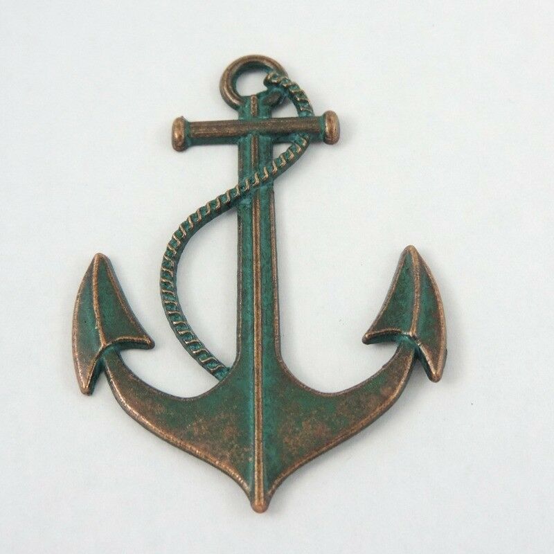 6pcs Retro Anchor Alloy Charm Patina Bracelet Pendant DIY Making Craft 55*40*2mm