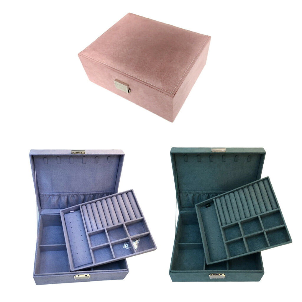 2Pcs Box Storage Lockable Necklace Bracelet Dispaly Showcase Containers