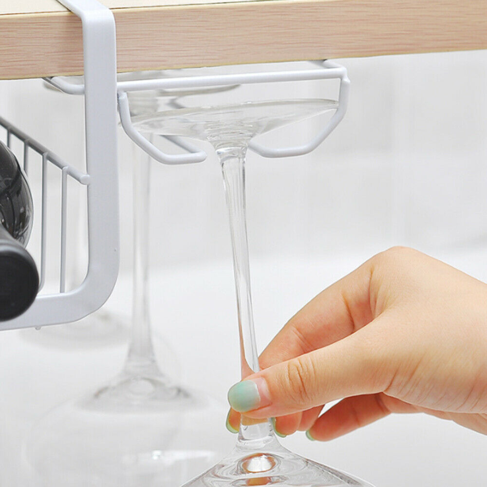 Desktop Upside Down Wine Glass Cup Rack Nail-Free Hanging Home Storage Holder