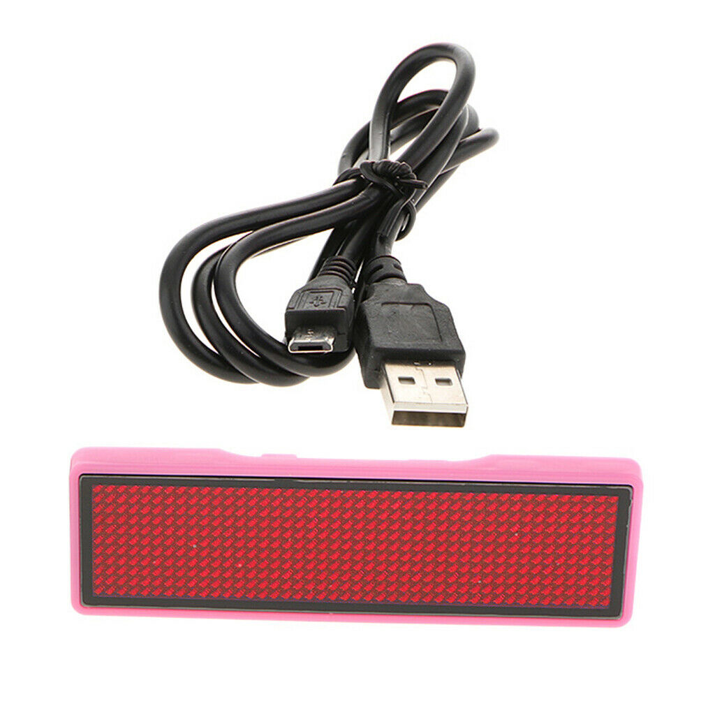 Programmable 4 Words LED Scrolling Bar Badge Name Tag Pink Shell Red Word