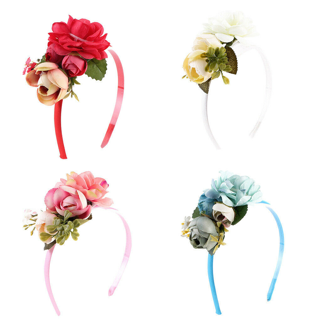 Handmade bride Floral Flower Crown Headband Garland Hair Accessories Pink