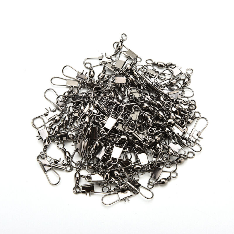 100x Fishing Barrel Swivels Connector Snaps Feeder Coarse Tackle Sea Fish Lin.DD