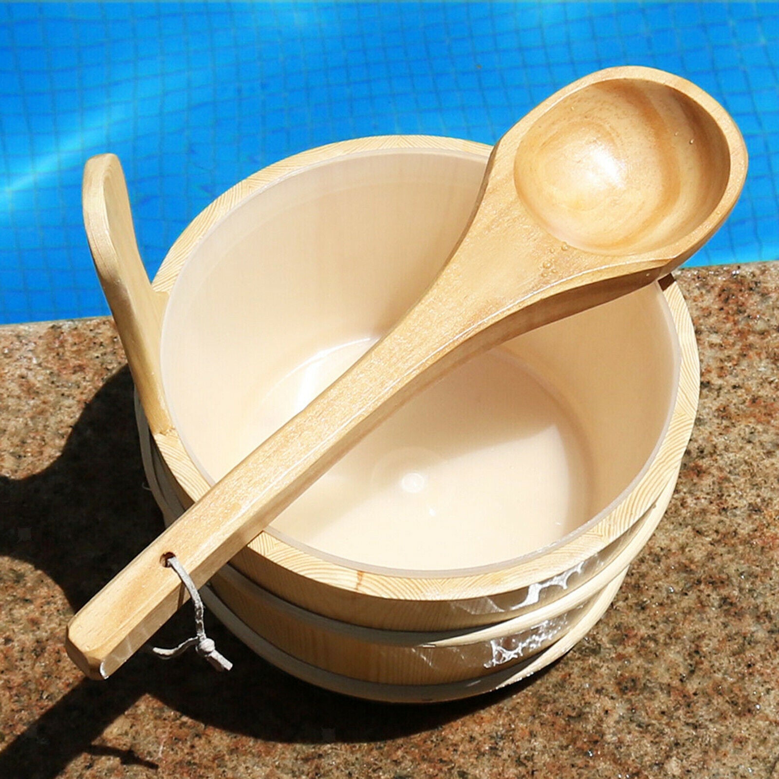 4L Solid Wood Sauna Bucket with Ladle Water Bucket Beauty Accessories Kit