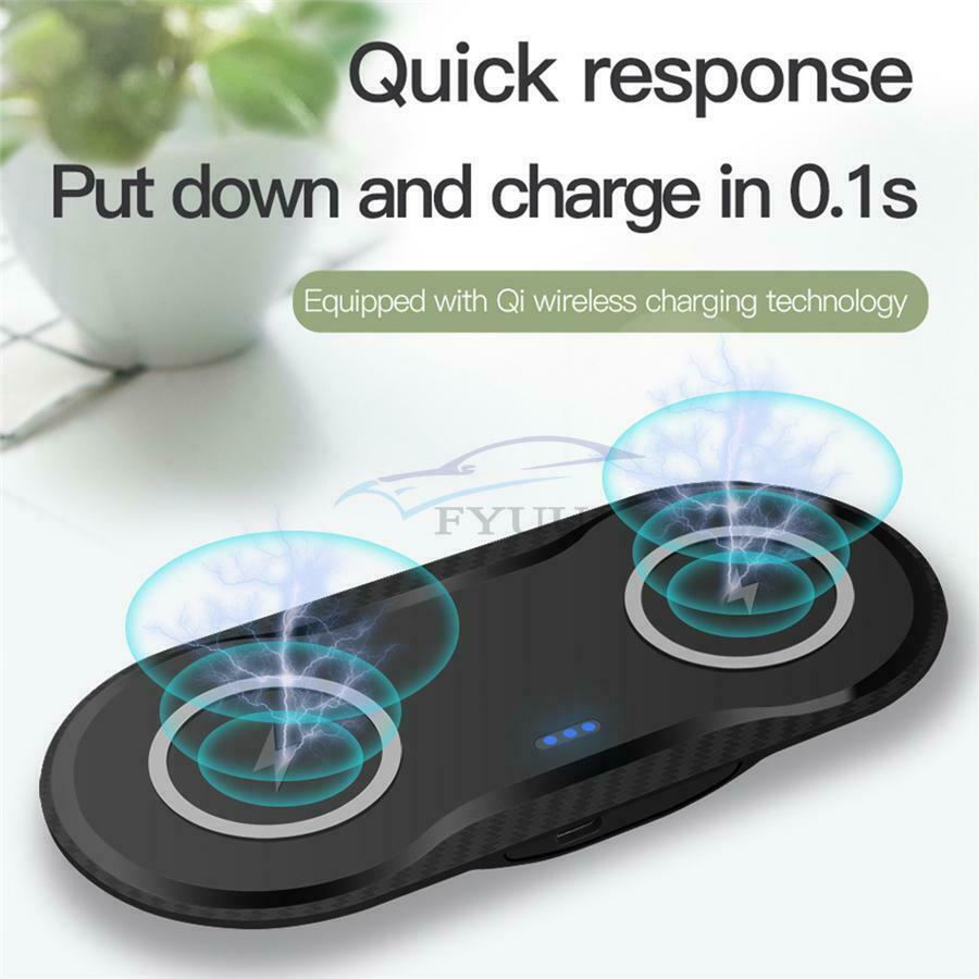 20W Two-seater Car QI Wireless Fast Charger 2 in 1 Desktop Mobile Phone Charger
