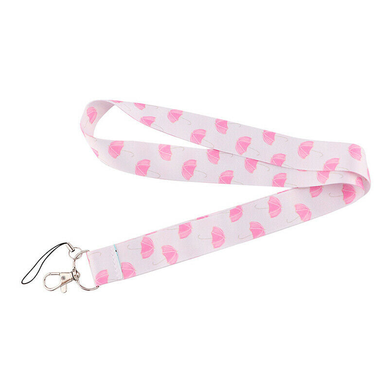 Rainy day pink umbrella mobile phone rope ID card tag key chain hanging r JYDFA