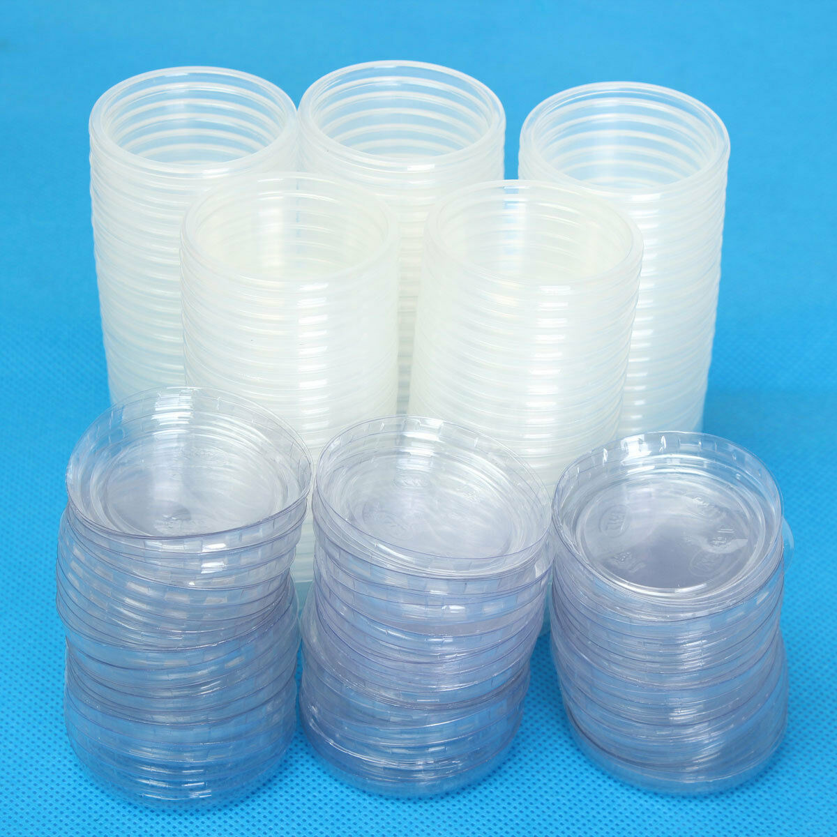 100Pcs 1oz 30ml Cup With Lid Clear Plastic Pudding Jelly Sauce Bowl Home Party
