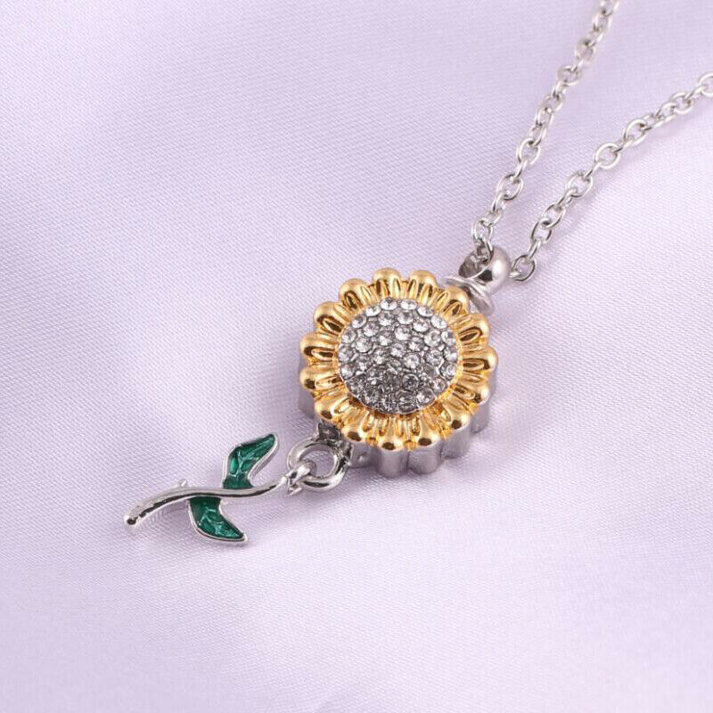 Cremation Pendant Sunflower Necklace Keepsake Urn Necklace For Ashes Jewelry Tt