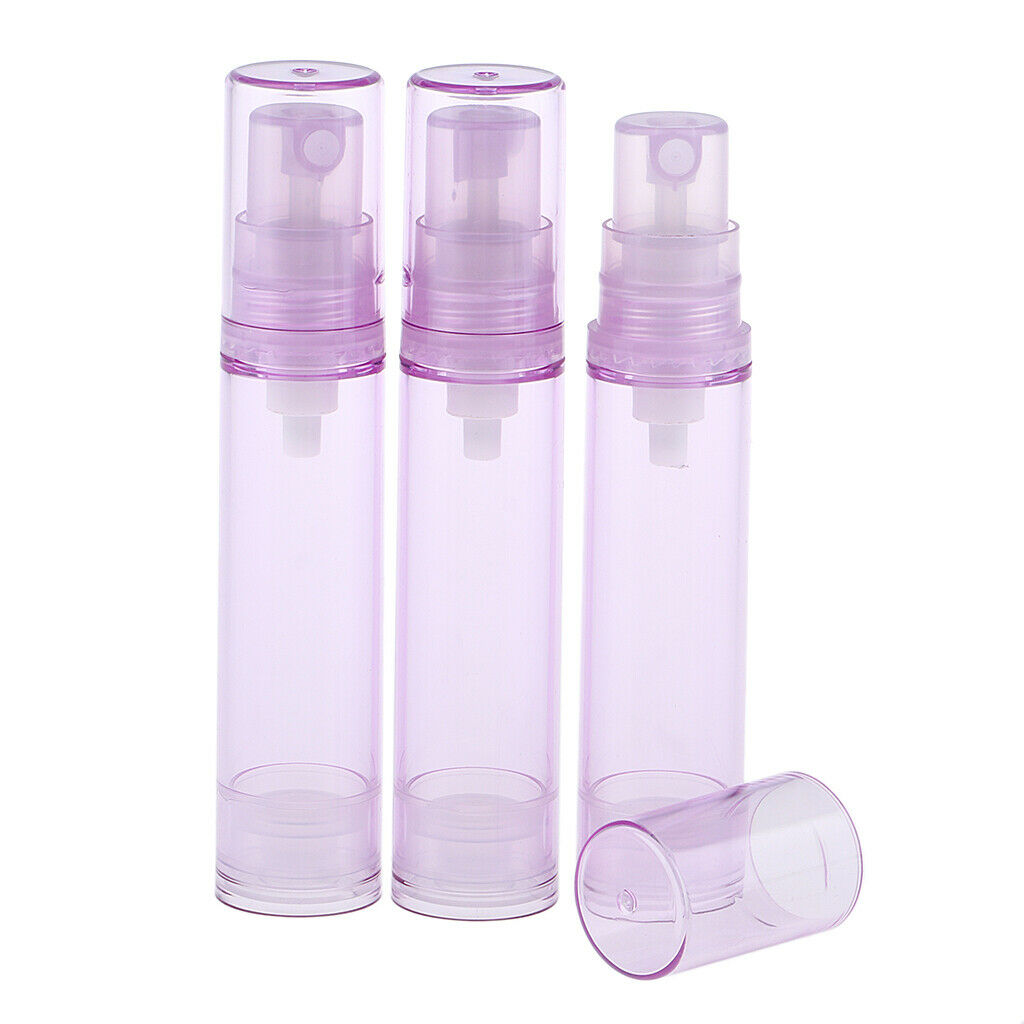 3Pcs 10ml Empty Airless Pump Bottles Refillable Cosmetic Containers Purple