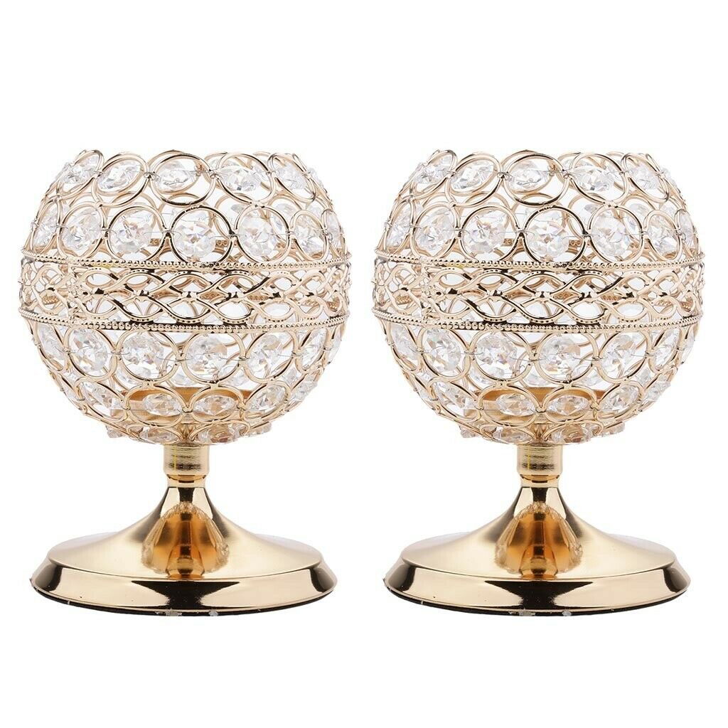 2pcs Globe Crystal Votive Tealight Candlestick For Wedding Centerpieces S