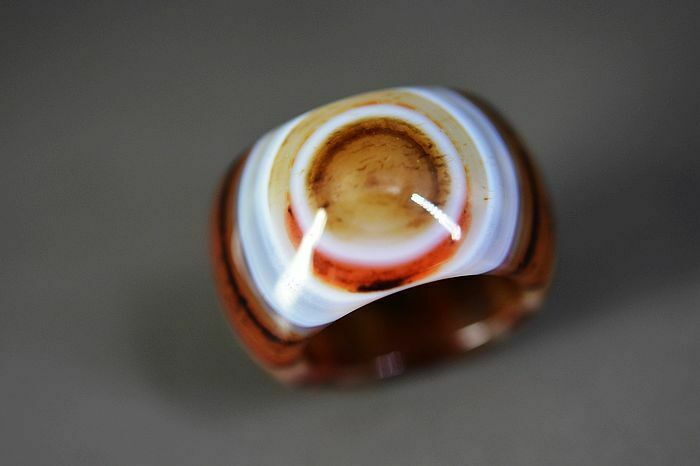 Treasure Tibetan pure Natural Agate Dzi Sky Eyes Ring Z8