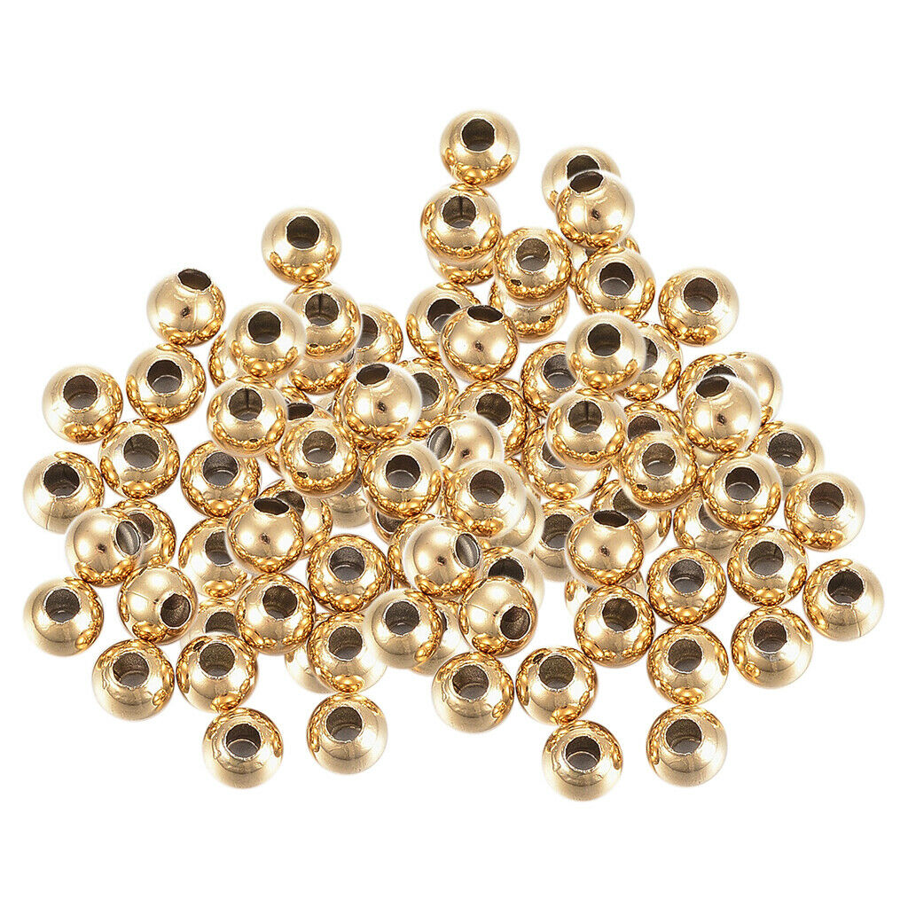 100x Round Spacer Beads, Stainless Steel, Jewelry Accessories, 4mm