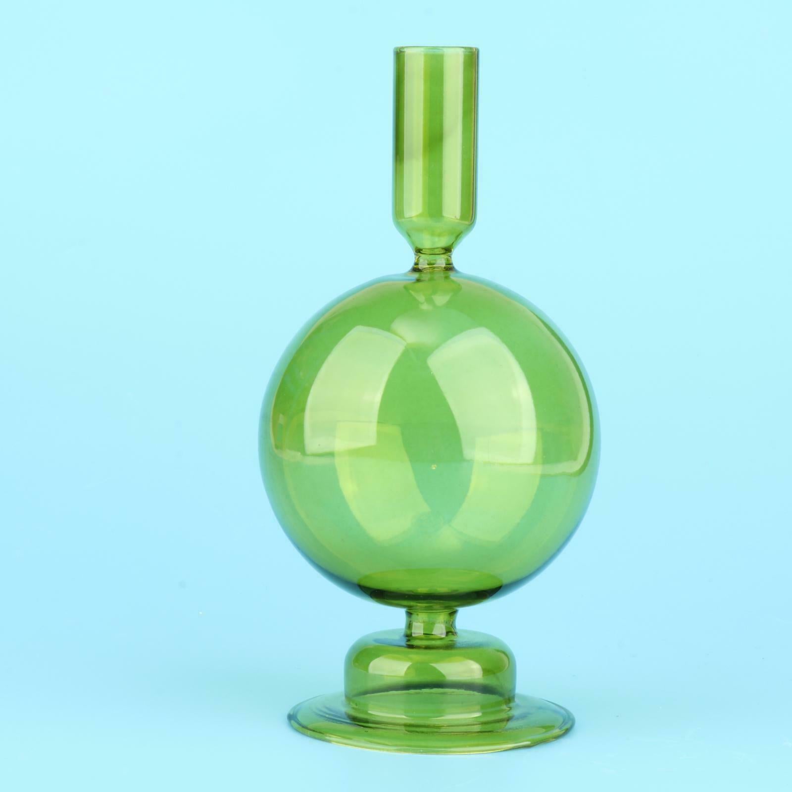 Green Glass Candle Stand for Wedding Holiday Housewarming Party Centerpiece