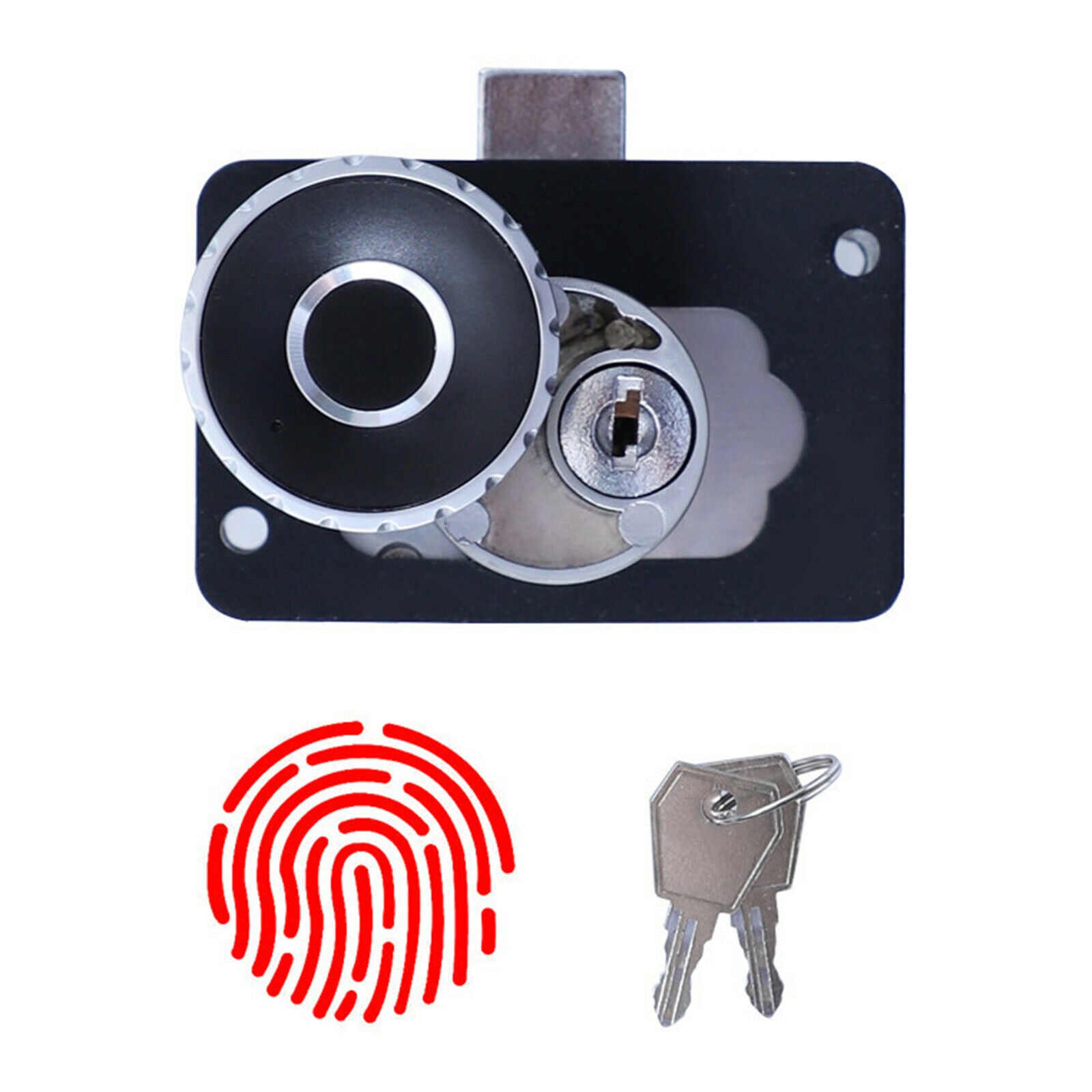 Fingerprint Lock Cabinet Door 2-in-1 with Key Lock Kit for Home Office