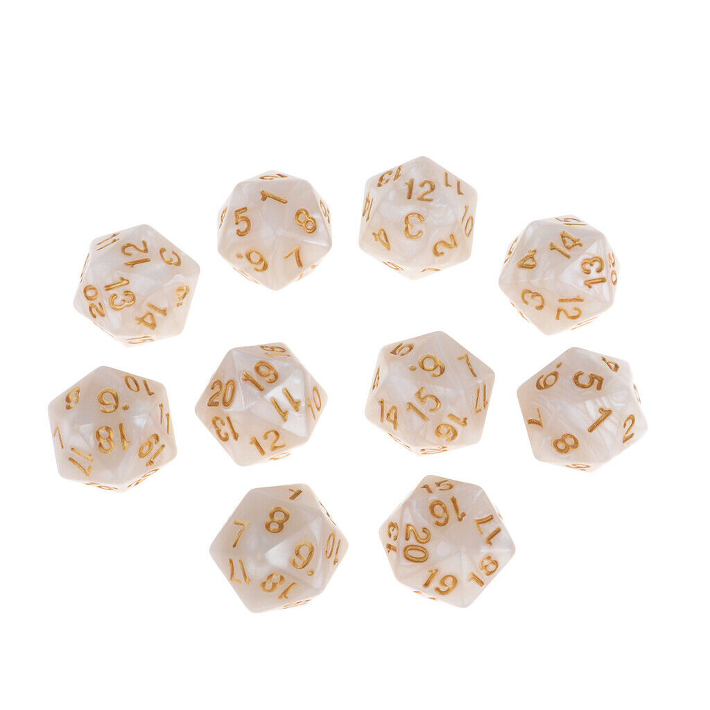 10 Pack of Twenty Sided Dice D20 Playing D&D RPG Party Games Dices White