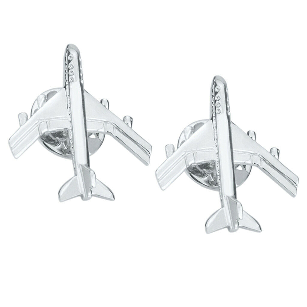 2x Fashion Airplane Button Lapel Collar Clip Brooch Pin Mens Hat Suit Collar Pin