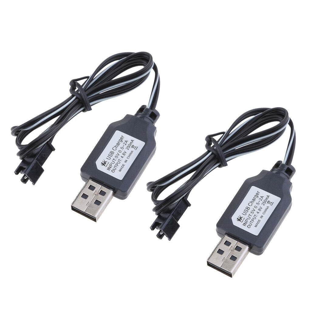2Pcs 4.8V 250mA USB Charger Charging Cable SM Plug Adapter for Toys Car