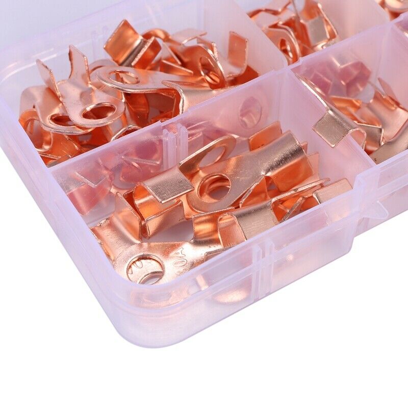 Open Barrel Copper  Lug Terminals Wire Crimp Connector Assortment Kit OT 10A 2Q8