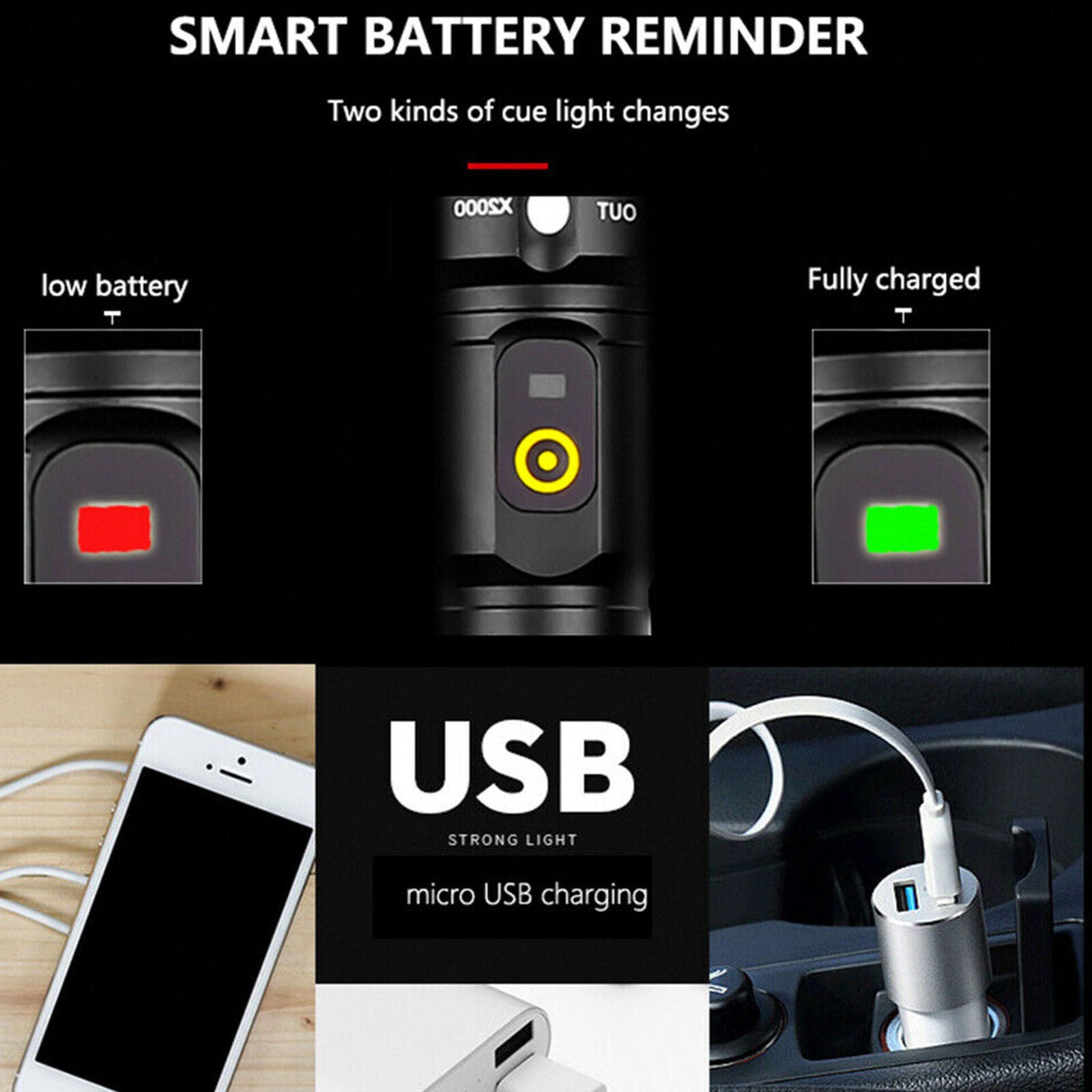 990000Lumens XHP50 Flashlight Zoomable USB Rechargeable Torch Super Bright Light