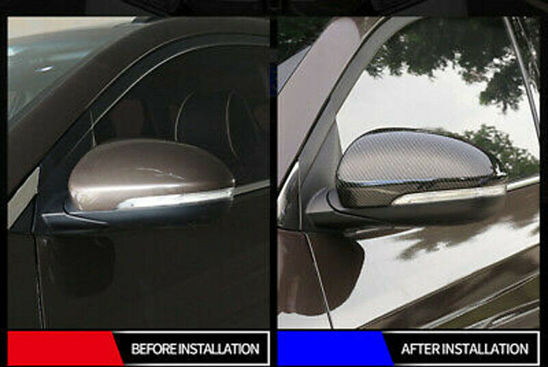 Carbon Fiber Black Side Door Mirror Cover Trim 2pcs For Hyundai Tucson 2016-2020