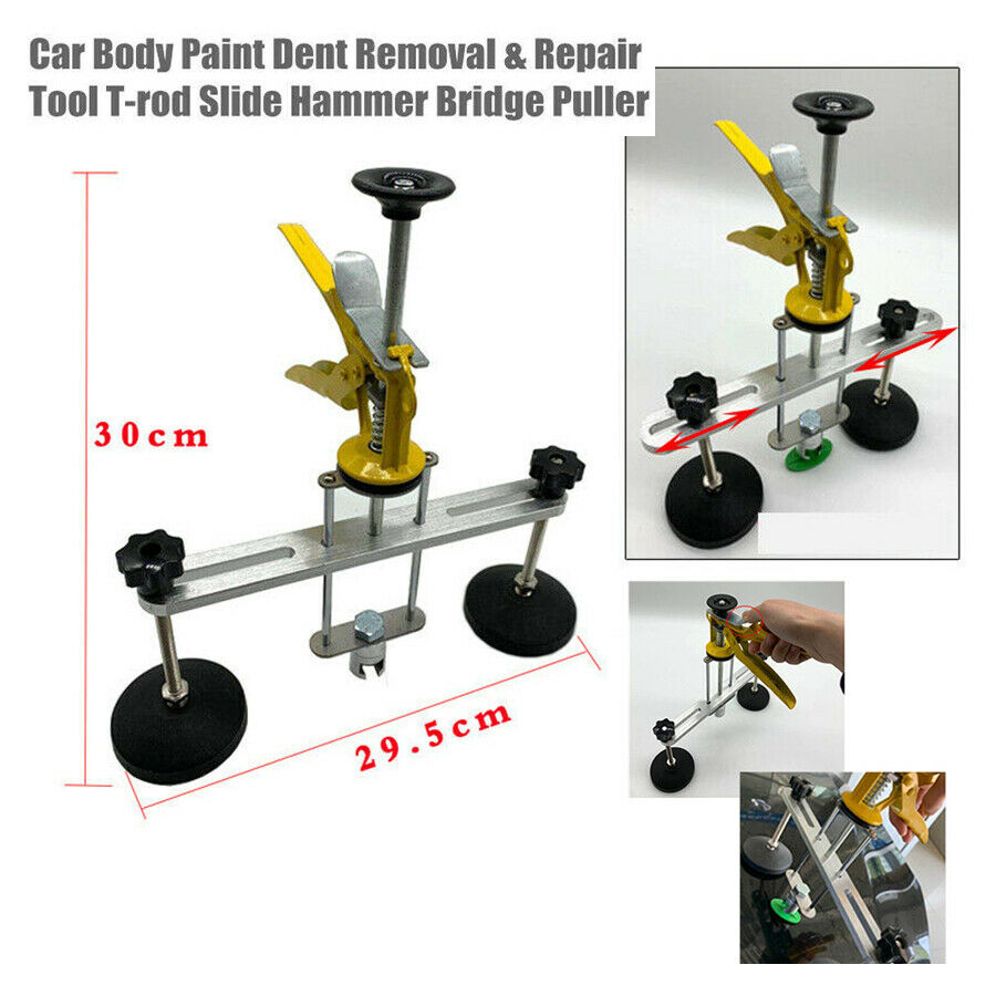 Car Panel Paintless Dent Remove Repair Tool T-rod Slide Hammer Bridge Puller Kit
