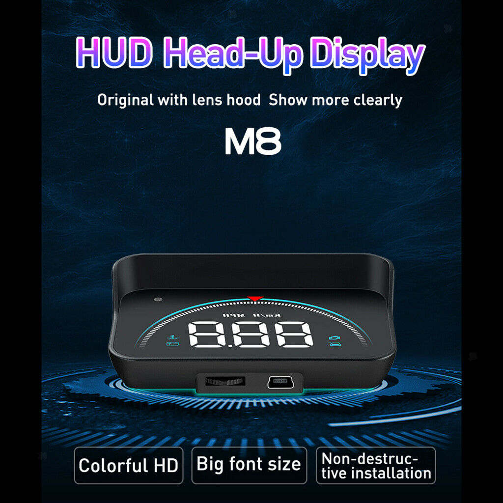 Car-Styling M8 Hud Head Up Display Speed Alarm System KM/H MPH 3.5x2.1x1inch