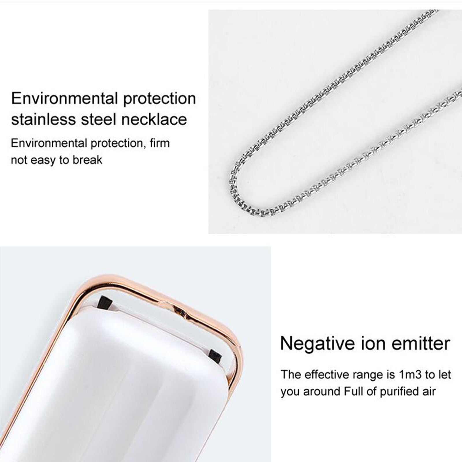 Portable Necklace Air Purifier Mini Anion Wearable Negative Lonizer Generator