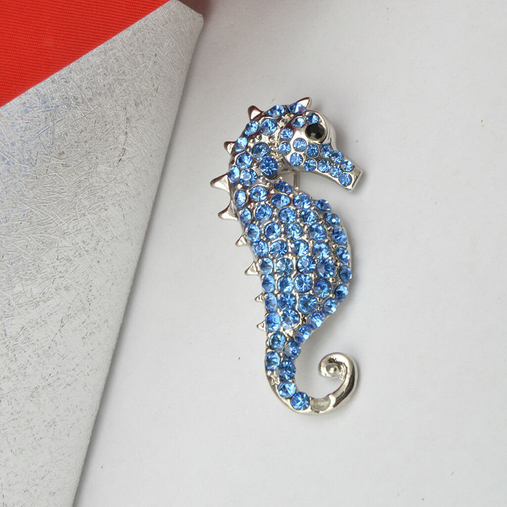 2pcs Crystal Rhinestone Seahorse Fashion Brooch Pin Pendant Party Jewelry