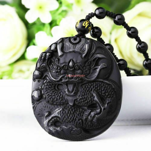 Obsidian Dragon Pendant Necklace Men's Gift Fashion 100% Charm Healing A+