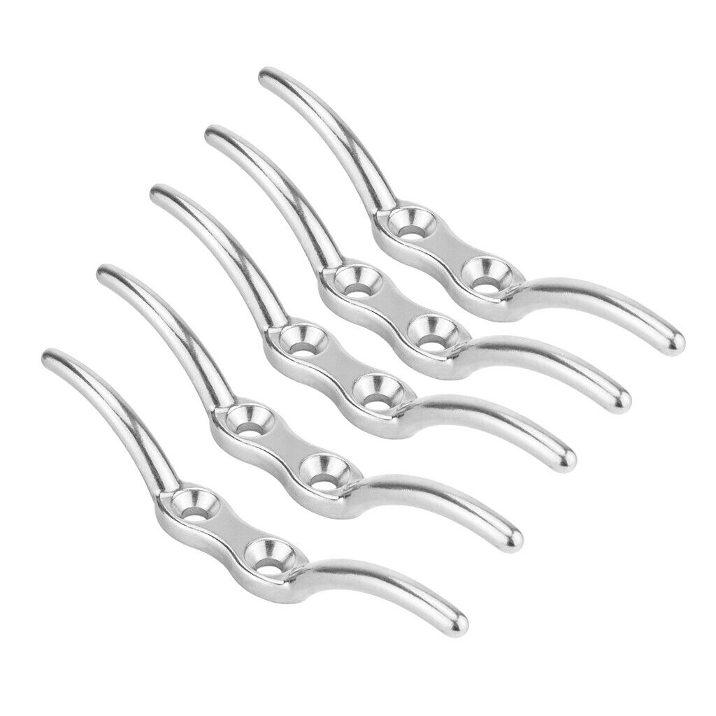 5 pieces Stainless Steel Flag Pole Rope Cleat 110mm Boat Mooring Accessories