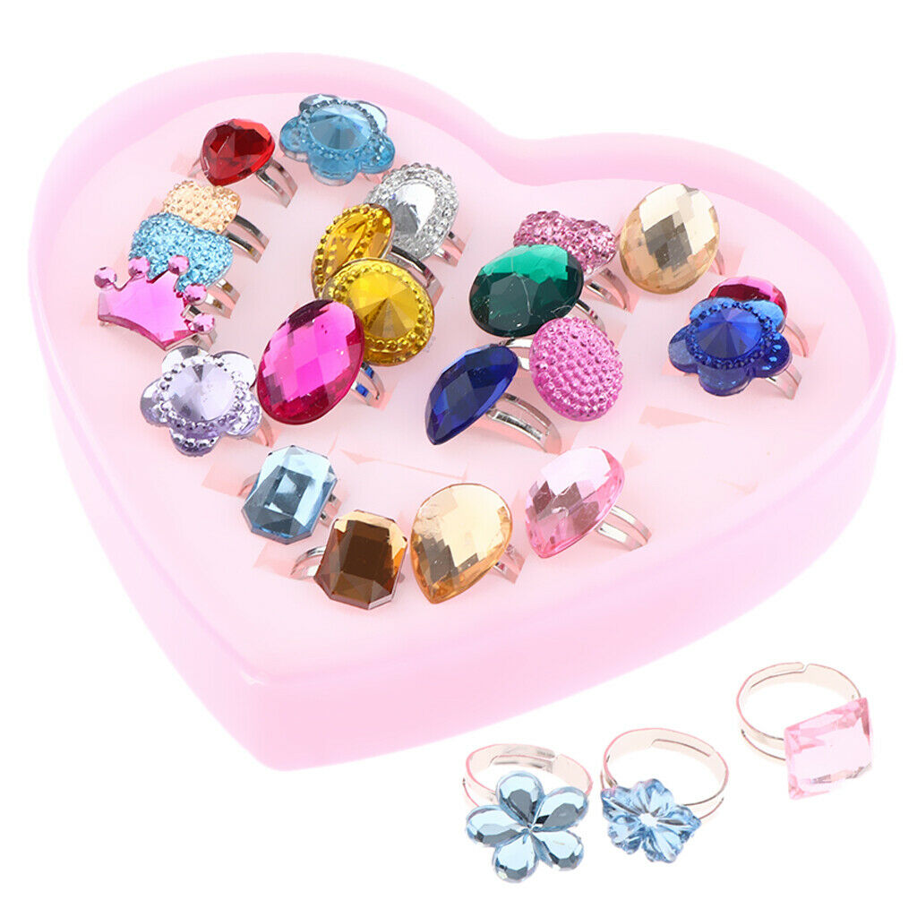 24pcs Little  Princess Jewelry Rings for  Pretend Play Birthday Party