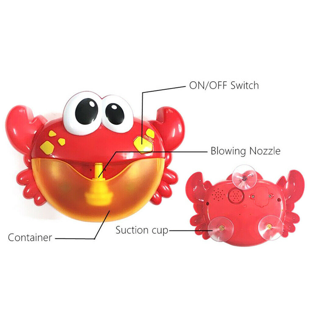 Baby Kid's Music Bath Shower Bubble Maker Machine Crab Automatic Plastic Red