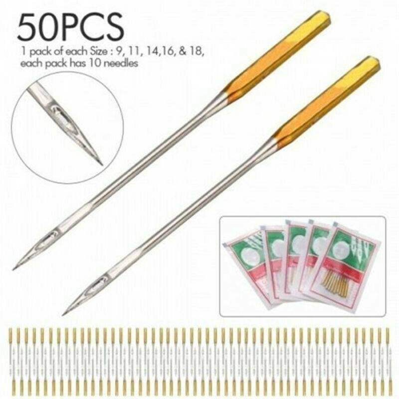 50 Needles For Singer Sewing Machine Needles, Mixed size #9,14, 16,18 Home New