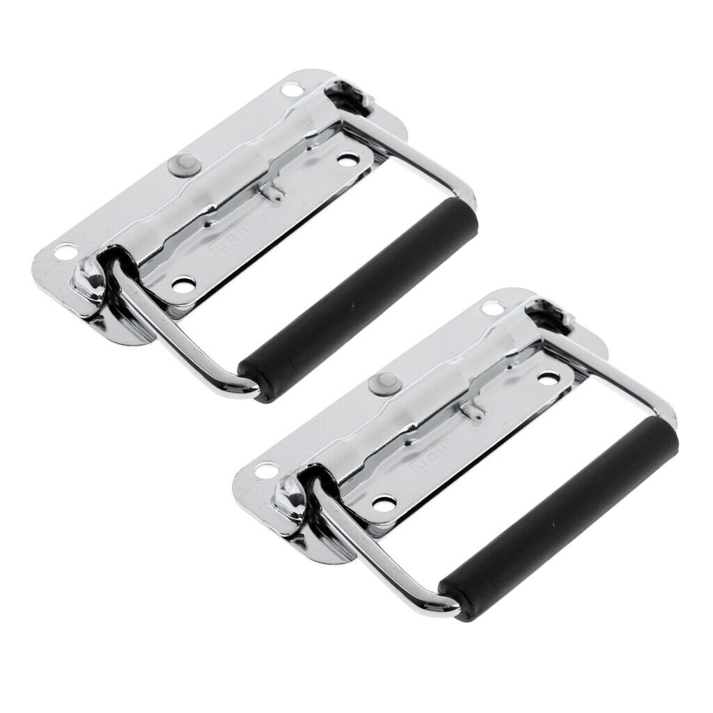 2xSilver Spring Loaded Drop Handle For Flight Case/Speaker Cabinet Equipment