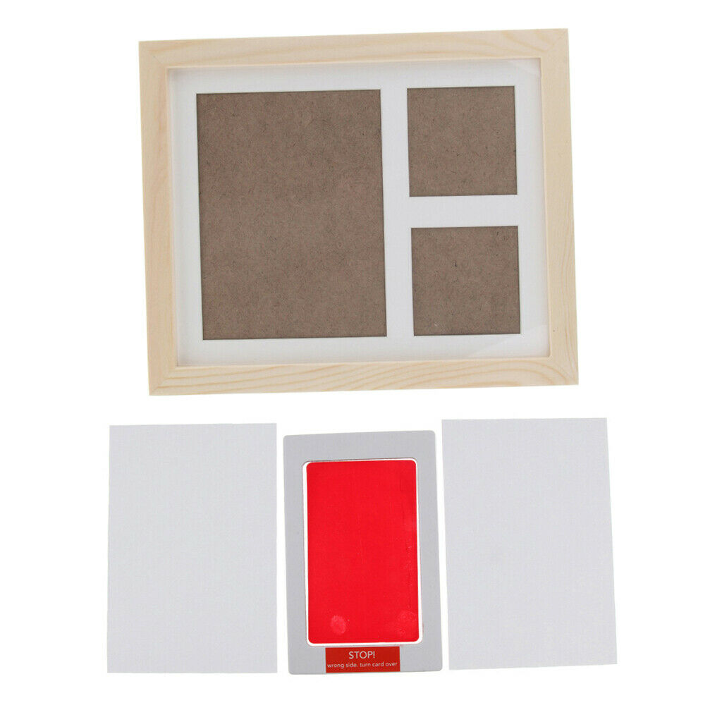 Baby Handprint Footprint Pictures Keepsake Photo Frame-Crude Wood Red