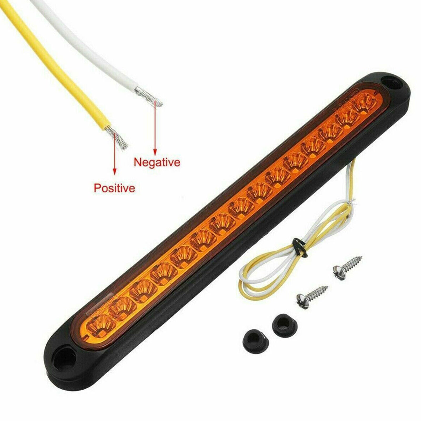 Car Truck 15LED Light Lamp DRL Bar Brake Rear Turn Signal Stop Tail Strip Amber