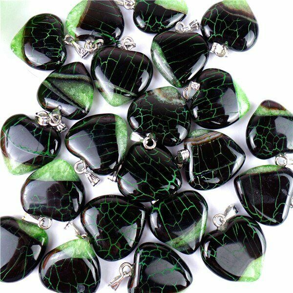100Pcs 8 Colors Mixed Druzy Geode Agate Love Heart Pendant Bead 20x20x7mm HH6760