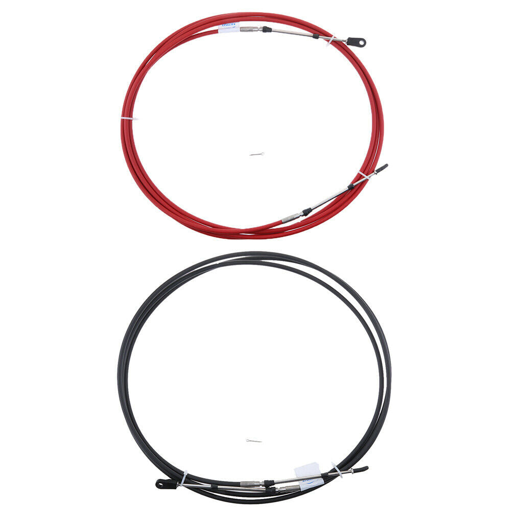 Universal Throttle Cable for Marine Boat Motor Control Lever 12 FT Black+Red