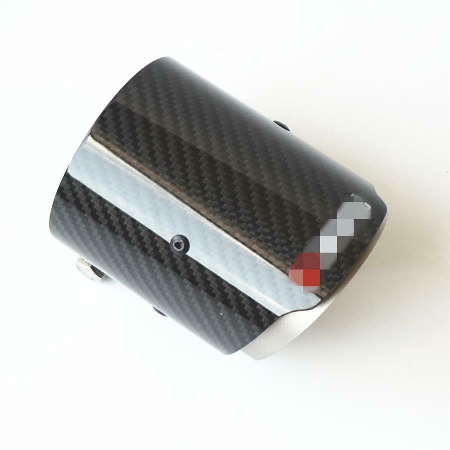 Glossy Carbon Fiber Car Exhaust Tips Muffler Inlet 2.8" Outlet 3.5" Universal 1x