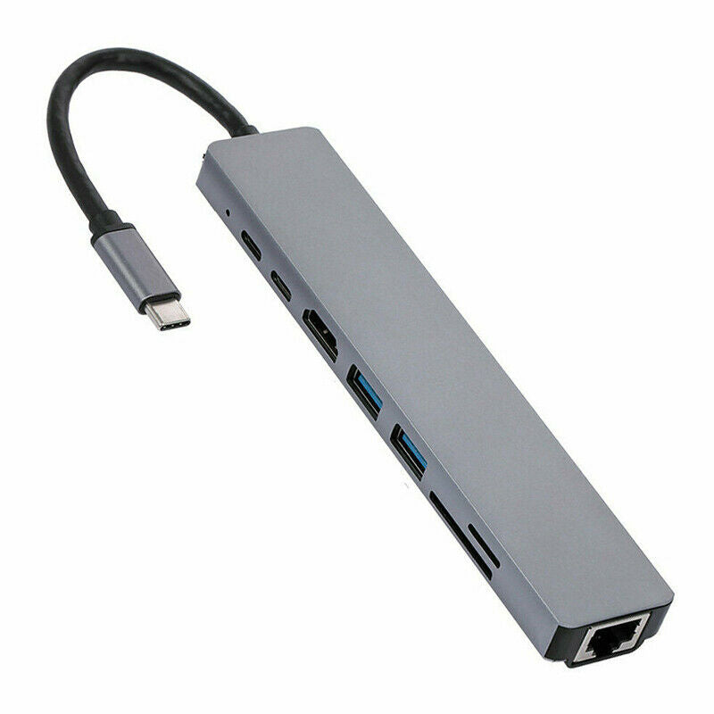 For MacBook Pro Air 8 in 1 Multiport USB-C HUB 4K HDMI USB 3.0 Aux Adapter Cable