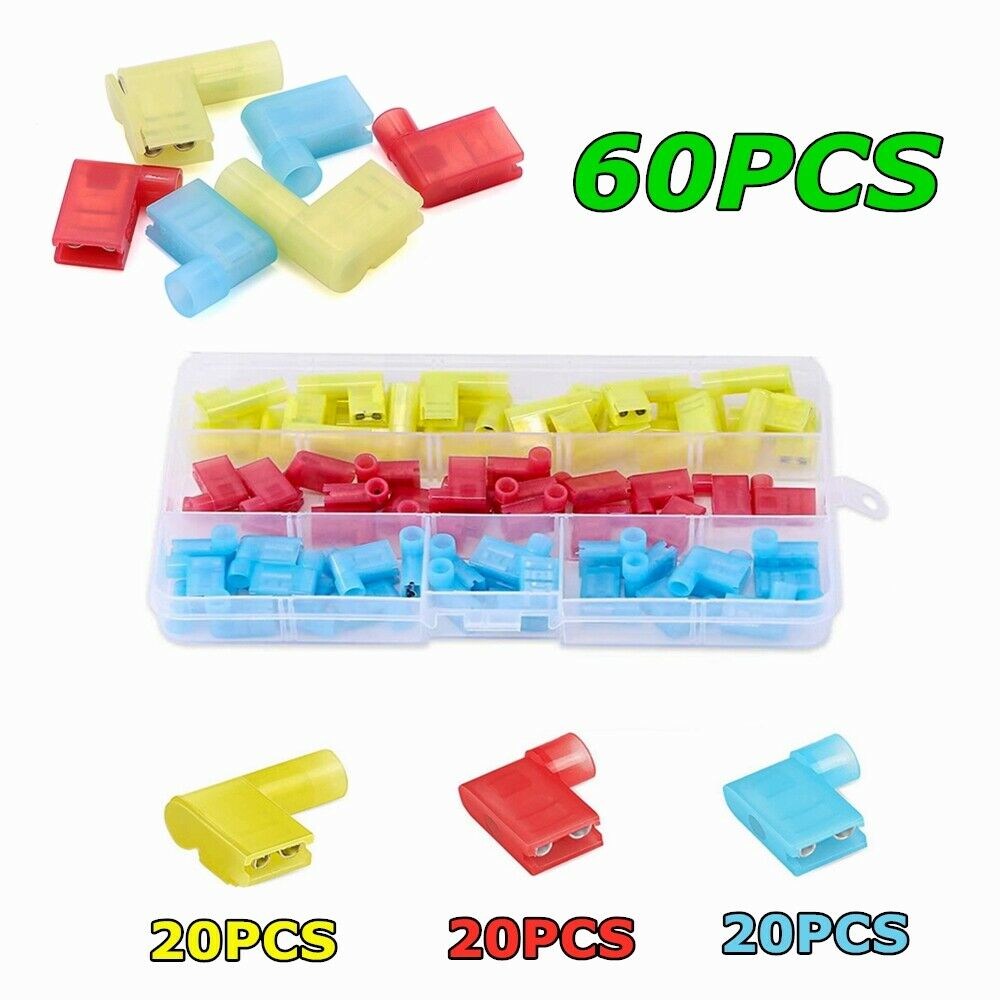 60PCS  Nylon Flag Spade Female Insulated Electrical Crimp Terminals Connectors