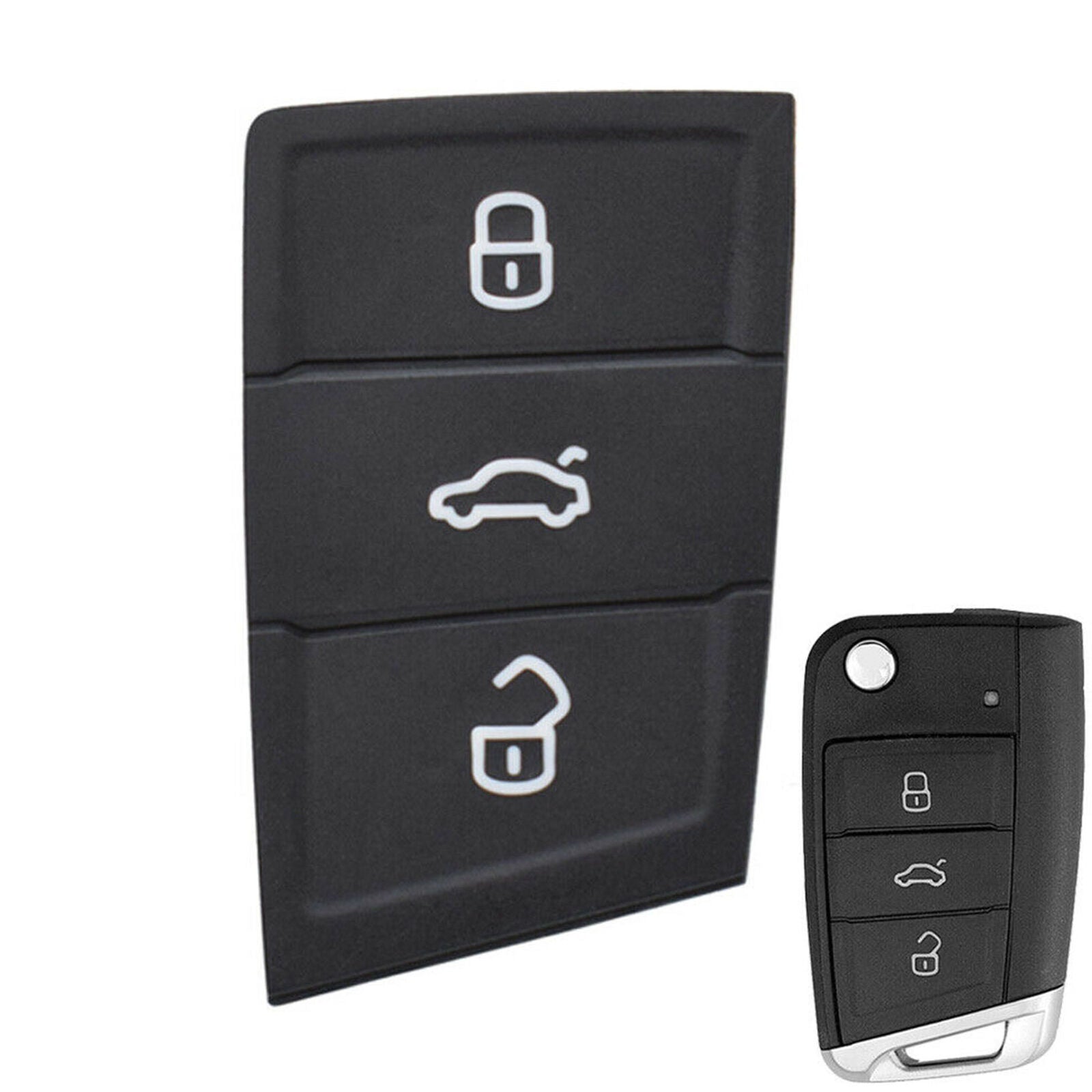 3 Buttons For VW Polo Golf 7 Tiguan Replacement Rubber Pad Remote Key Shell