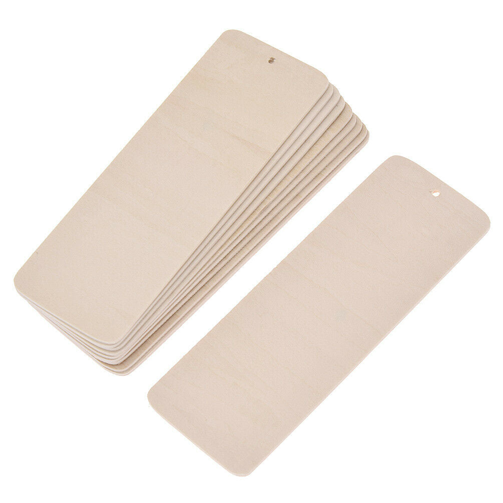 10Pcs Blank Wooden Bookmarks Hanging Tag Label Book Marker Readers Craft Acc DIY