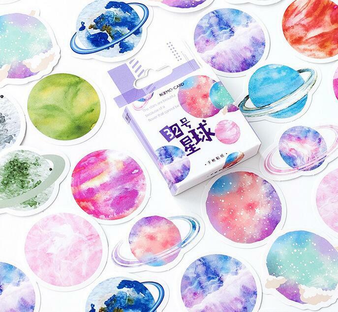 45pcs/pack Colored planet Stickers DIY decorative stationery Sealing stickers