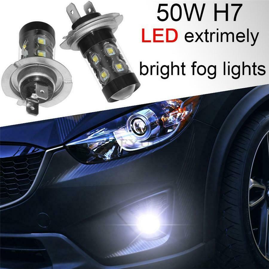2 Pieces 50W 6000K White Aluminum Autocar Trim Fog Light LED Bulbs Replacement